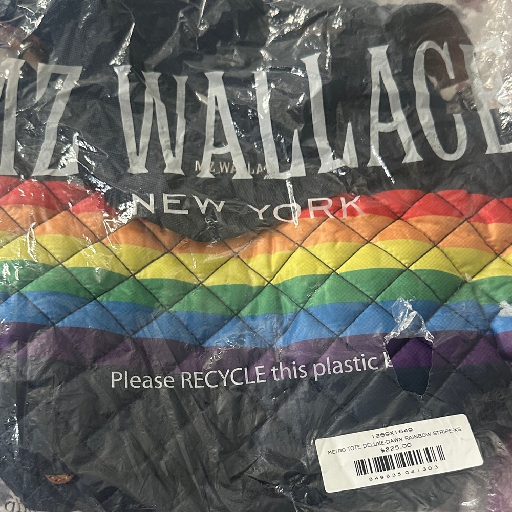 MZ Wallace Quilted Tote with Rainbow Stripes